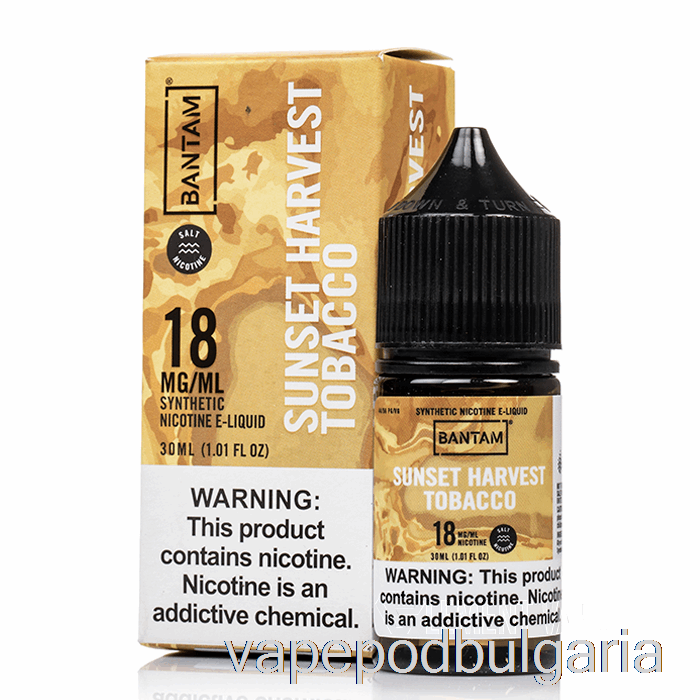 Vape 10000 Дръпки Sunset Harvest Tobacco - Bantam Salts - 30ml 18mg